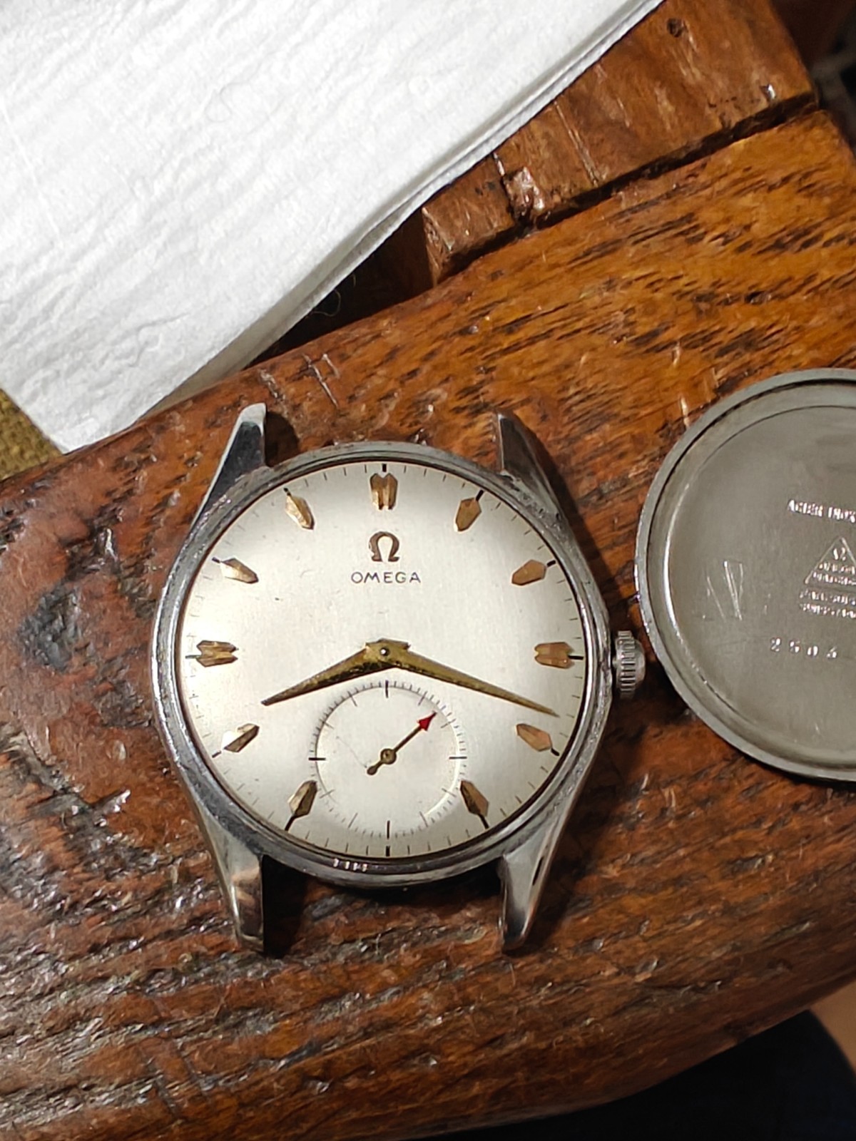 Circa 1952-53 OMEGA bold 36mm all SS, Serviced, looks/runs great, ca. 266!