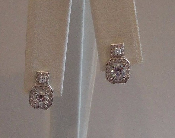 925 STERLING SILVER NECKLACE PENDANT & EARRING 2.50 CT LAB CREATED DIAMONDS