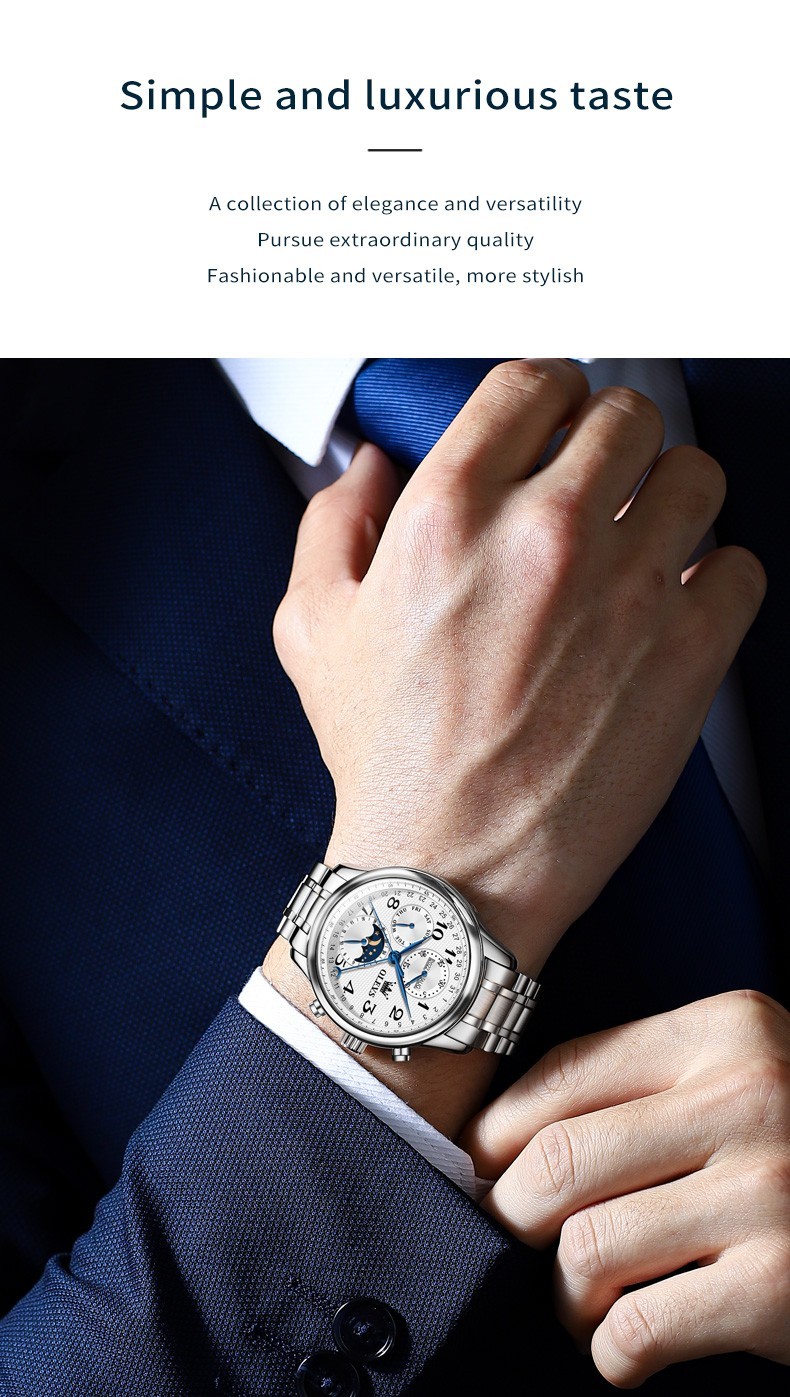 OLEVS 6667 Stylish Multi-functiom Water Resistant Casual Formal Mechanical Watch