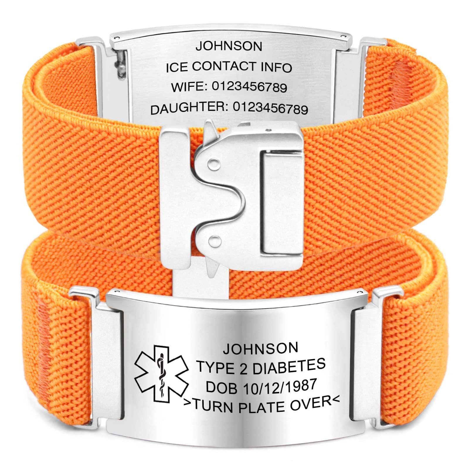 Free Engraving Medical ID Bracelet Parachute Buckle Knitted Emergency Wristband