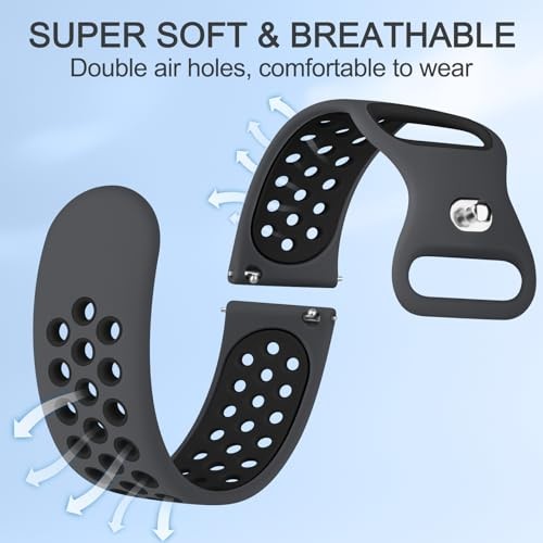 20mm Silicone Watch Bands Quick Release 22mm Gray/Black+Black/Gray+White/Black