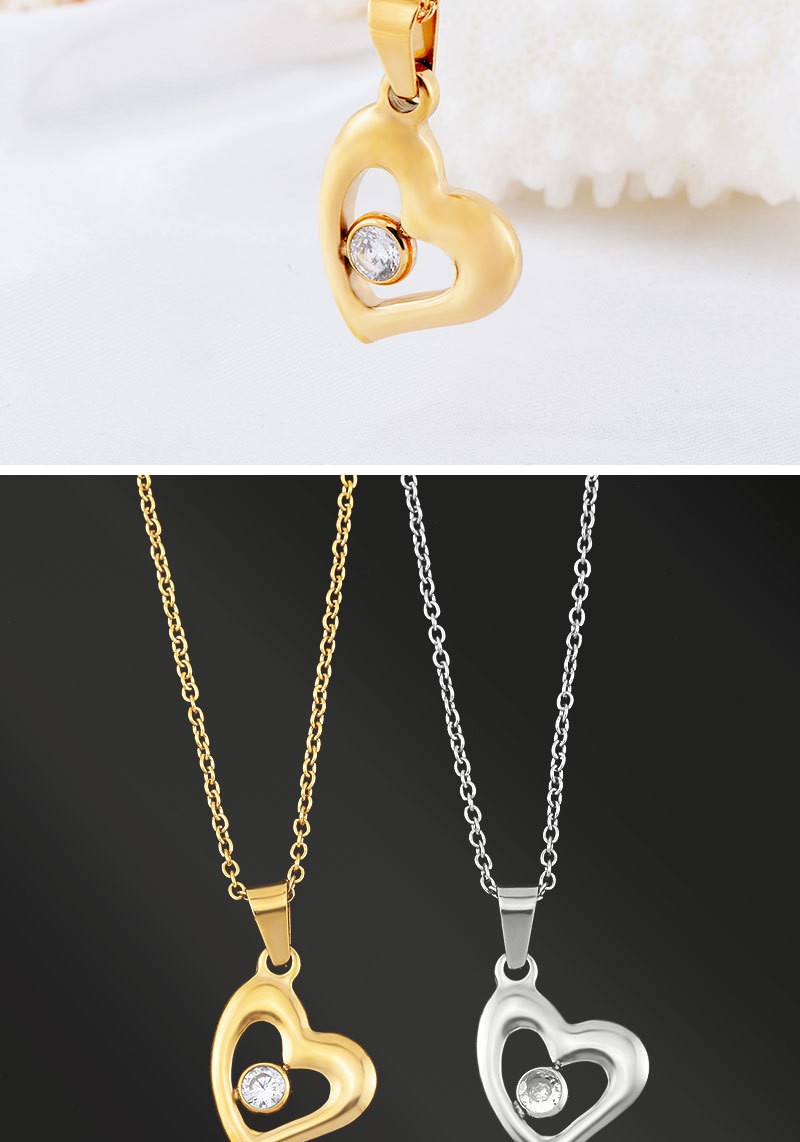 Hollow Heart Inlaid Zircon Necklace Elegant Daily Clavicle Chain For Women