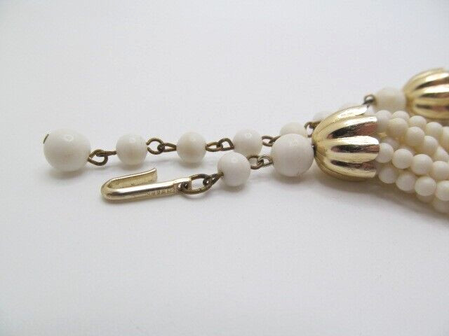 Vintage Japan White 3.35mm Graduated Multi Layer Adjustable Bead Necklace