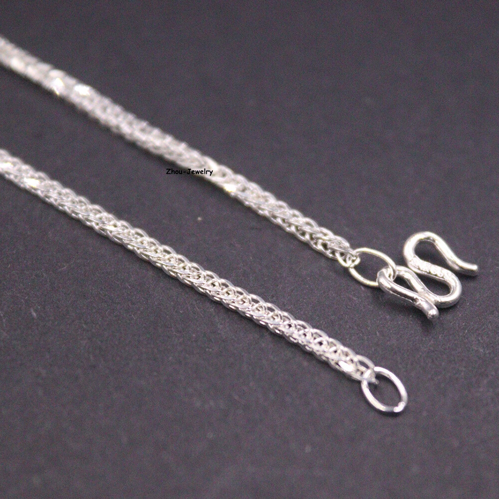 Pure S999 Fine Silver 999 Chain 1.3mm Wheat Link Necklace 4-5g 19.7inch