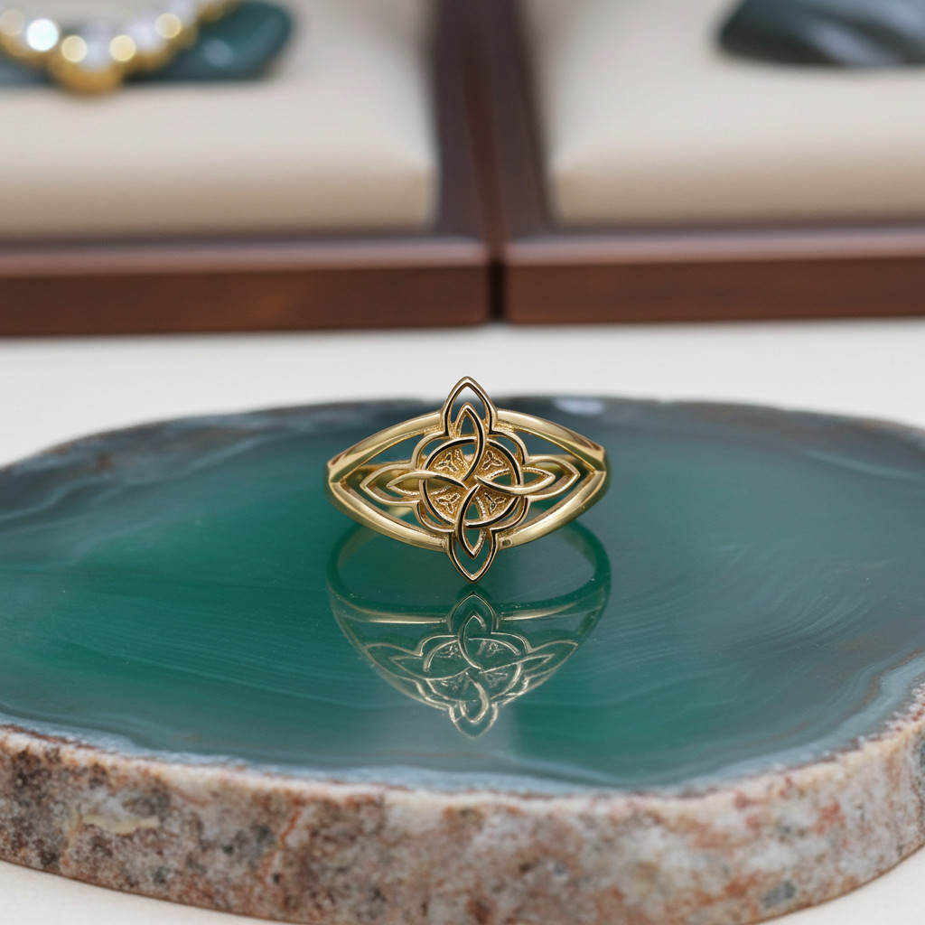Gold Celtic Trinity Knot Triquetra Ring