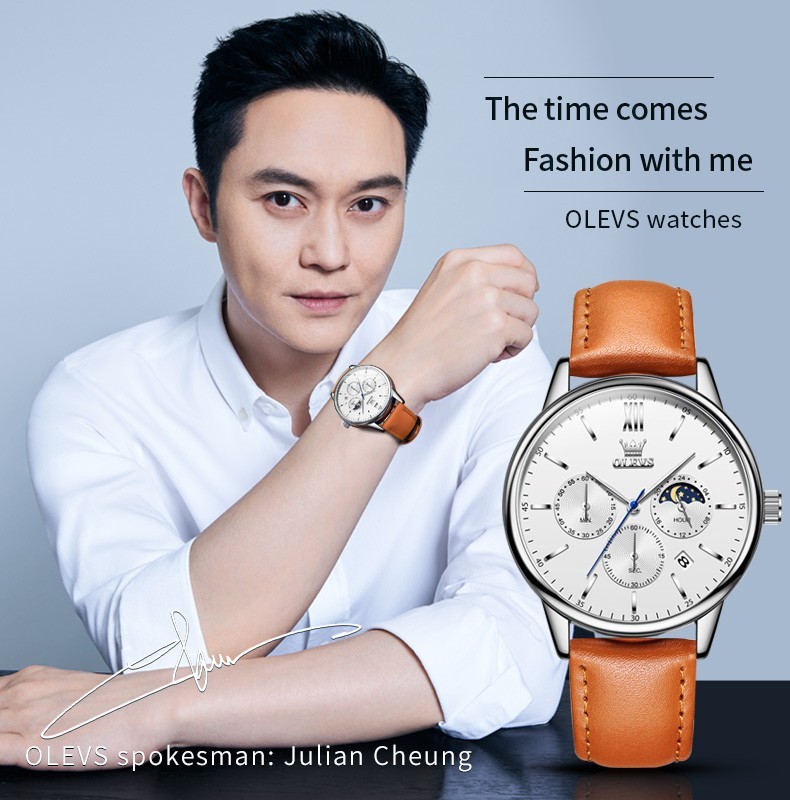 OLEVS 2922 Luminous 3ATM Waterproof Man Present Leather Classy Hand Quartz Watch