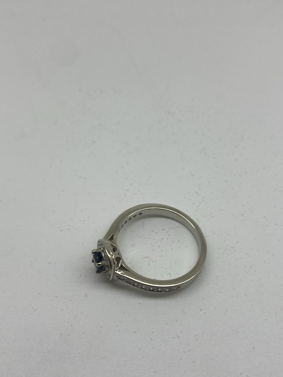 14k White Gold 0.36ct Lab Grown Diamond & 0.25 Ct Blue Sapphire Cocktail Ring