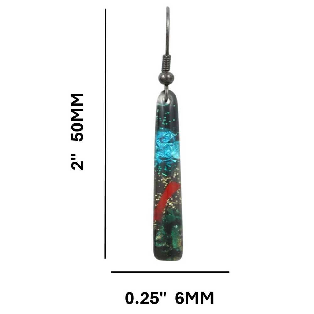 Black Glittering Multi Color Bar Dangling Pierced Earring – PT907E