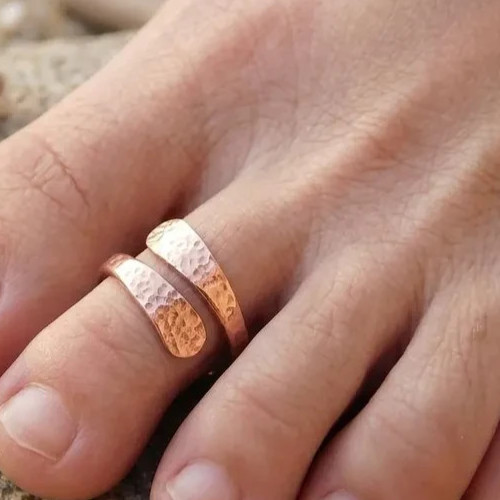 Solid Pure Copper Brass Minimalist Healing Toe Ring, Handmade, Unisex, 2 pc
