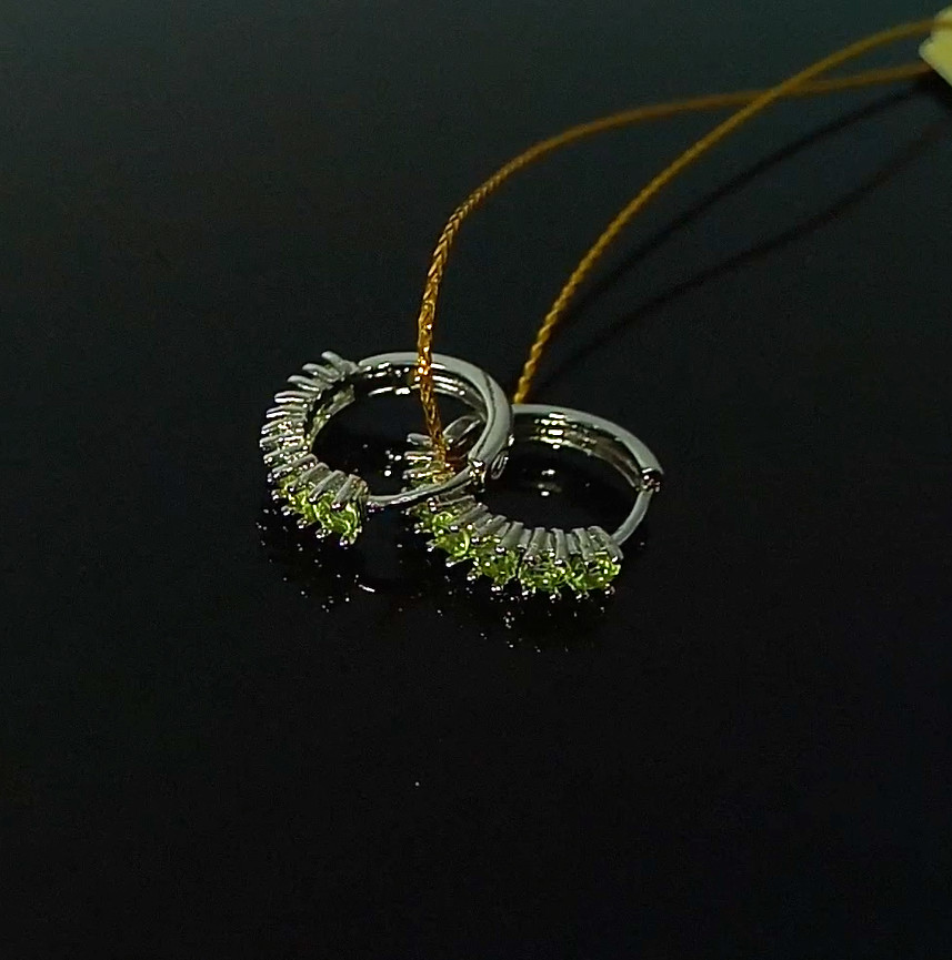 🔥🔥🔥Magnificent TOP CHRYSOLITE Hoop Hoop Hoops Earrings in Silver & Gold