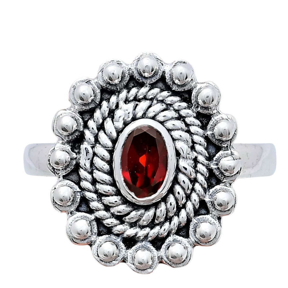 Hessonite Garnet – Madagascar 925 Sterling Silver Ring s.8 Jewelry R-1124