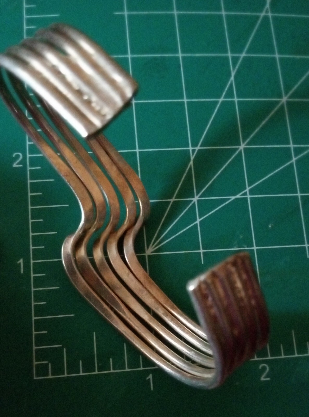 Silvertone Cuff Bracelet 3″ Diameter, Cool Design, Not Stamped. 2″ Opening