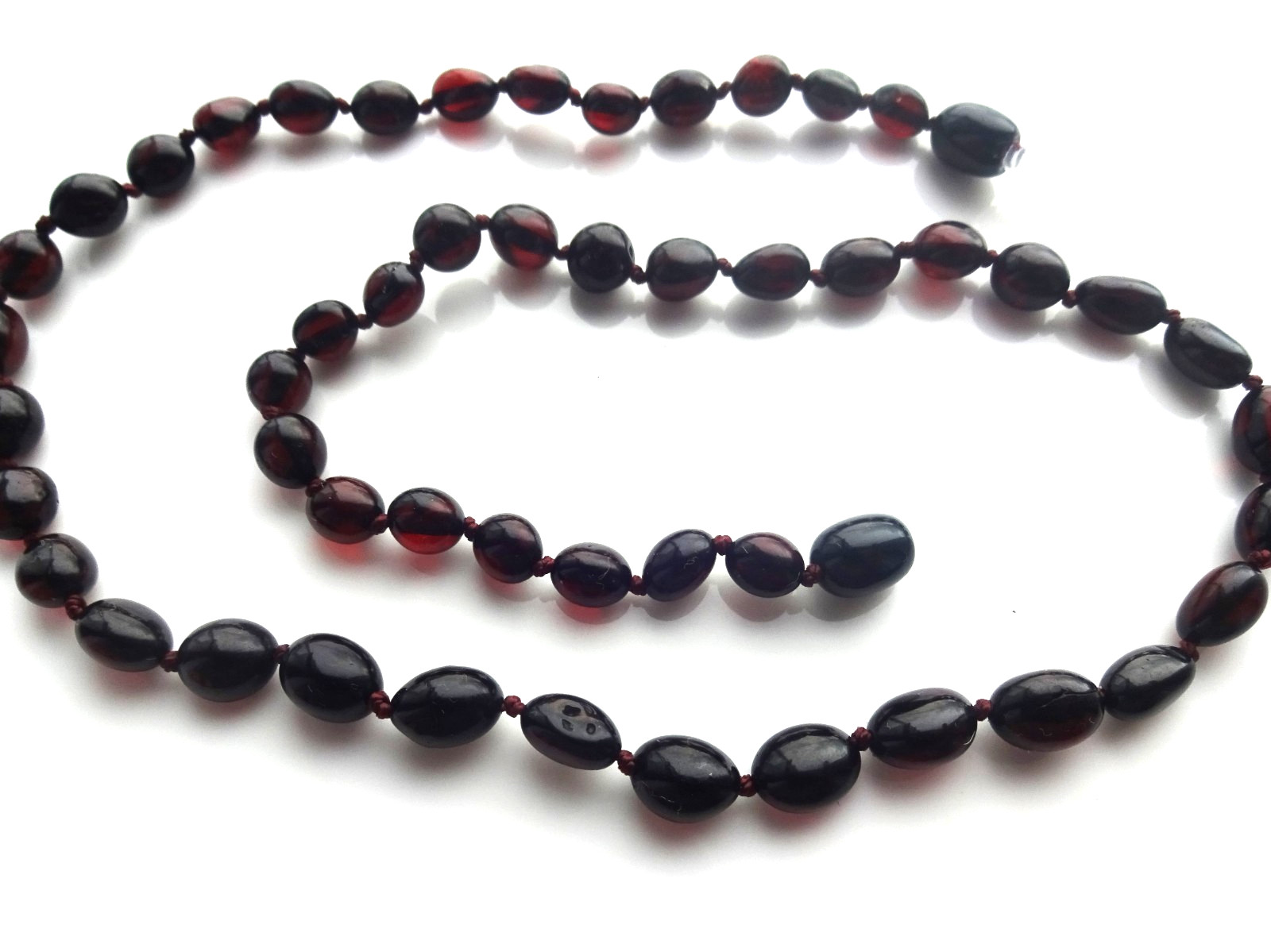 Genuine Baltic Amber Necklaces Polished Oval Dark Cherry Beads 45cm (17.7″)
