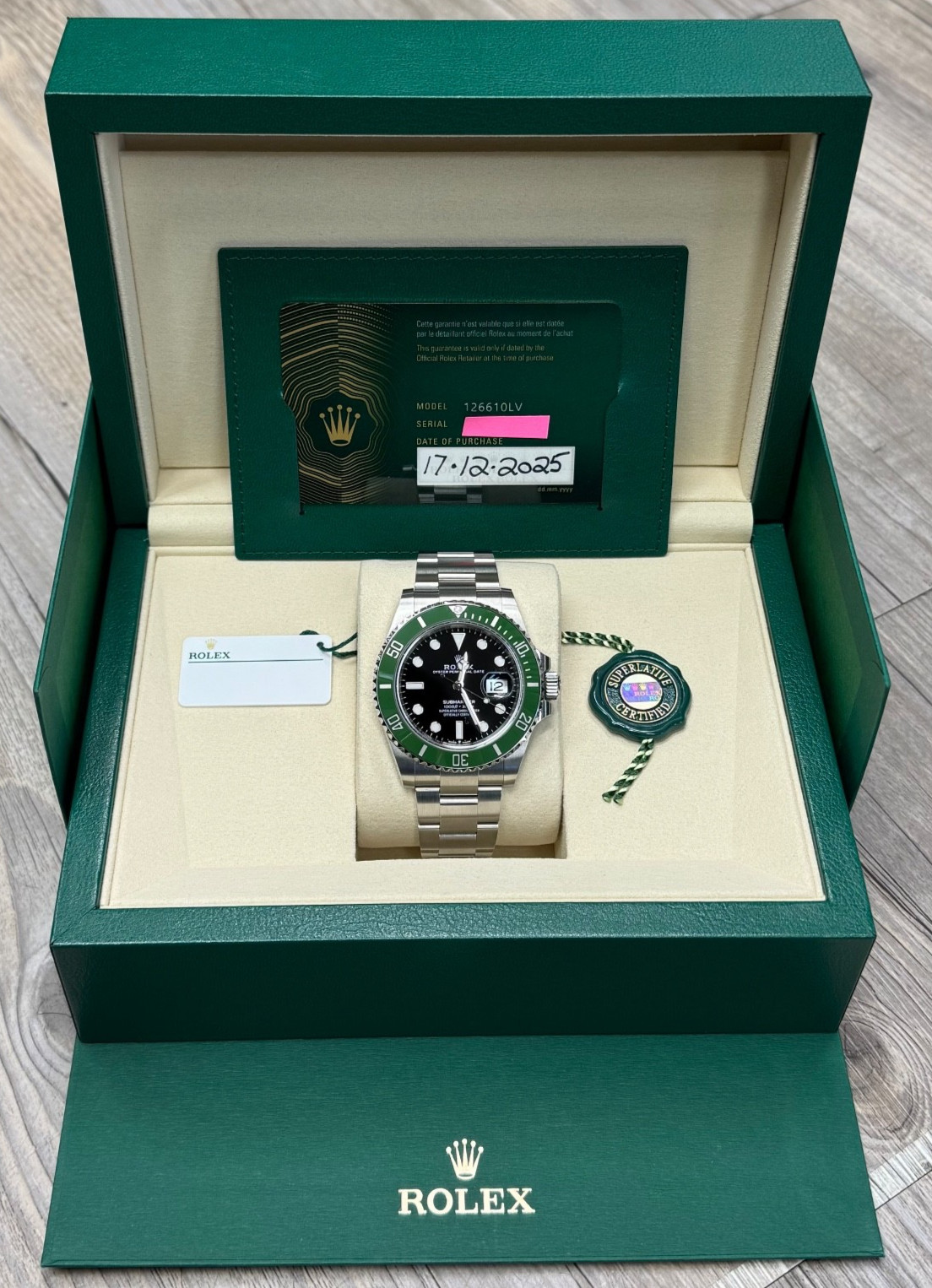 Rolex Submariner Starbucks Oyster Bracelet 126610LV Complete with 2025 Papers