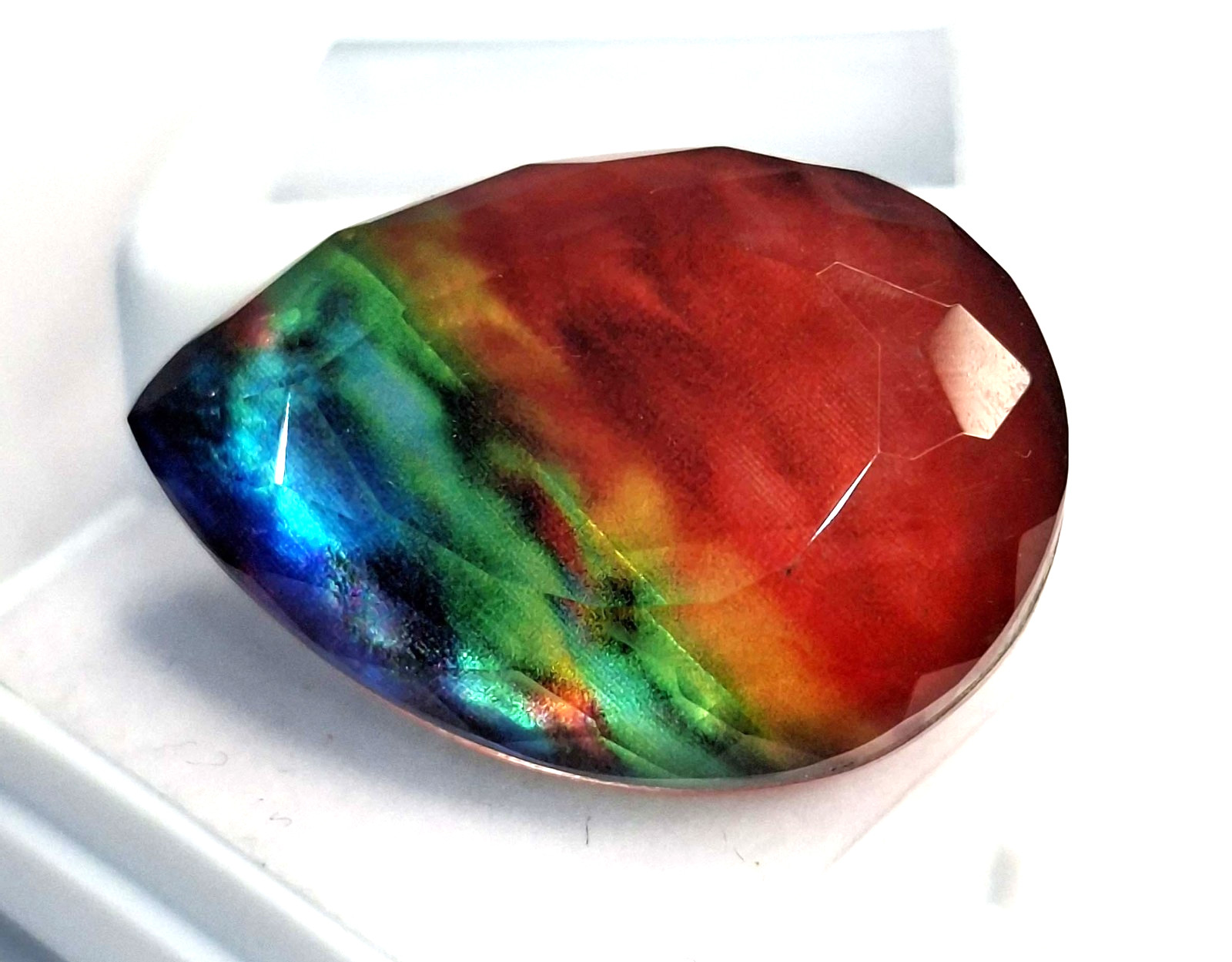 Ammolite Certified Organic Pear Cut 35-37 Carat Natural Loose Gemstone RK854