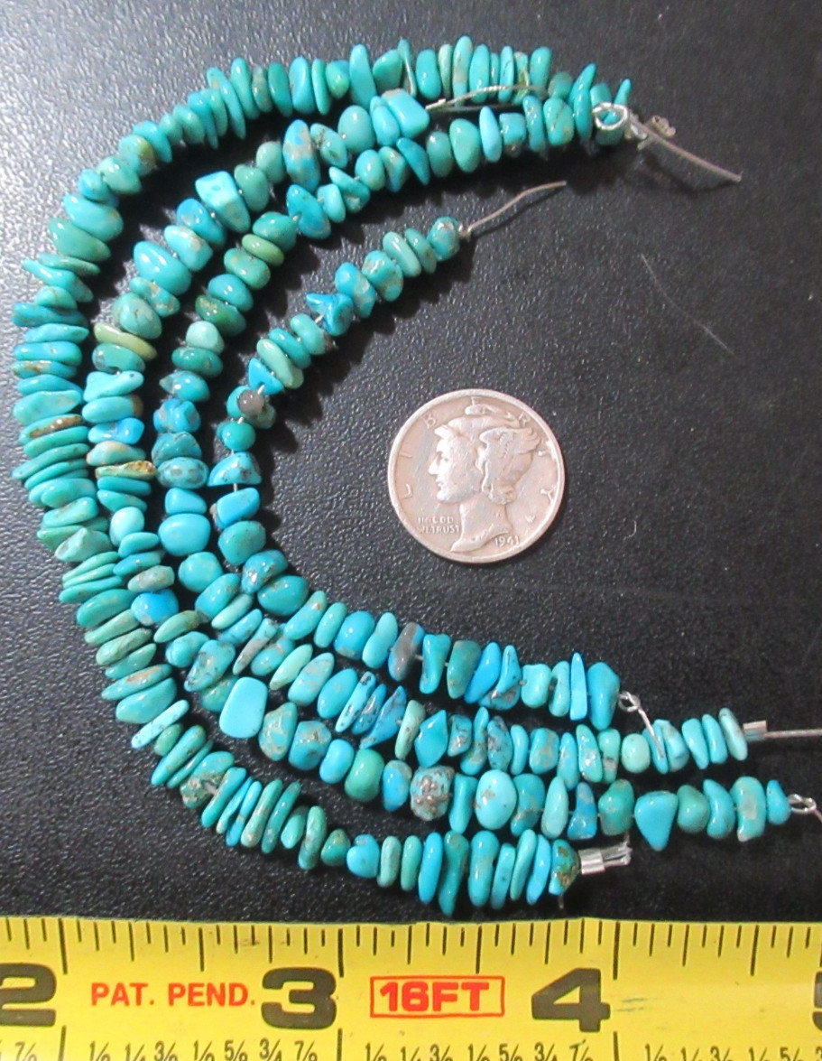 4 ARIZONA TURQUOISE STRANDS = 19 INCHES NUGGETS: 3X3mm TO 8X4mm #880