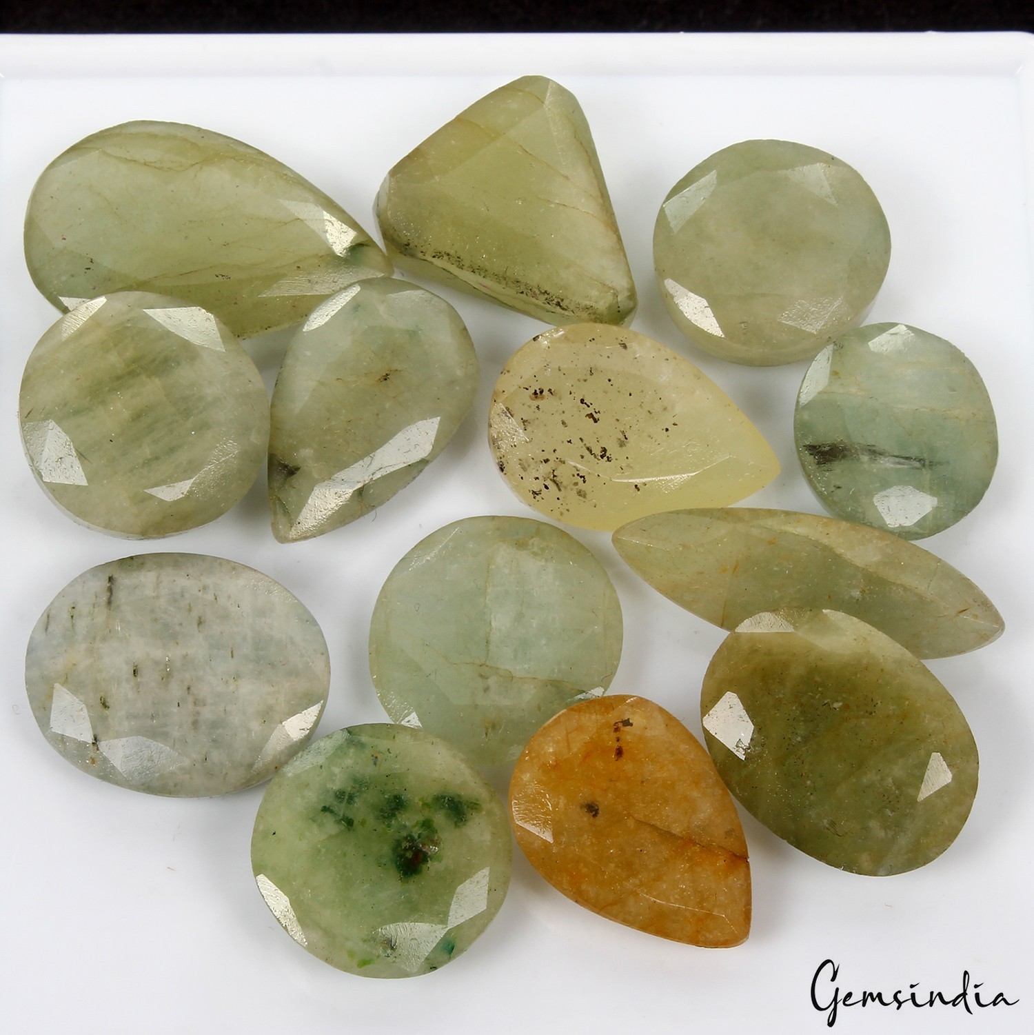 172.20 Cts/13 Pcs Natural Untreated Green Yellow Beryl Mixed Cut Loose Gems Lot