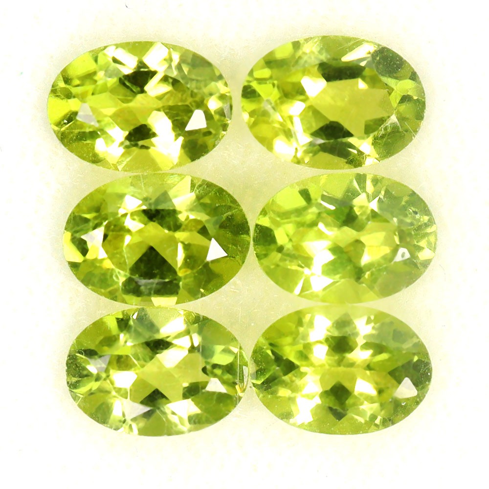 Oval Cut Natural Unheated Top Rich Green Peridot 6pcs 5.31ct 7x5mm Lot Gemstone