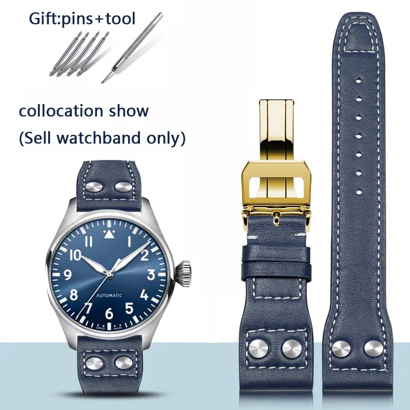 Genuine Leather Willow Nail Strap IWC Big Pilot Mark 18 Portuguese 20-22mm