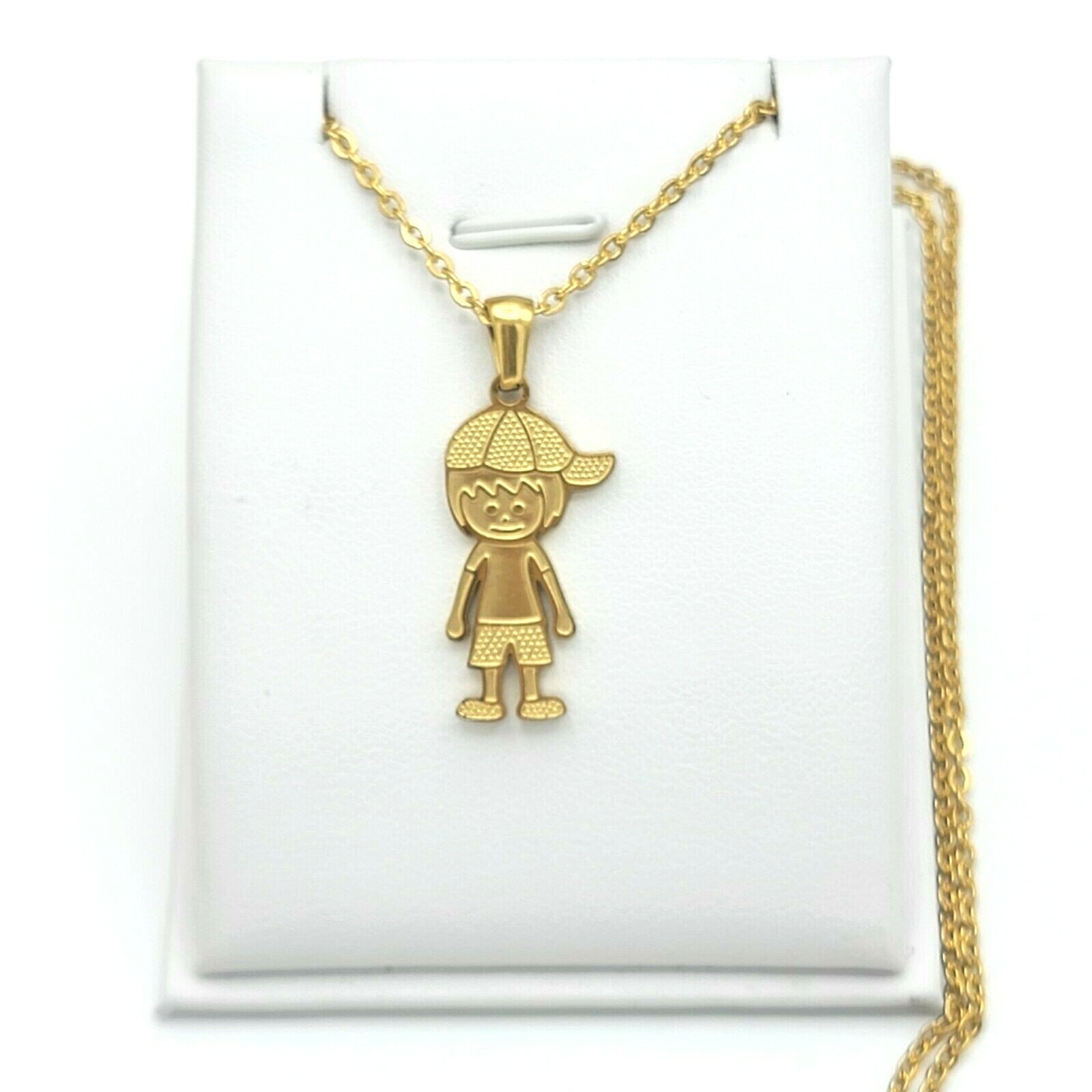 Stainless Steel Yellow Gold Plated. My Little Boy Pendant Necklace. Family