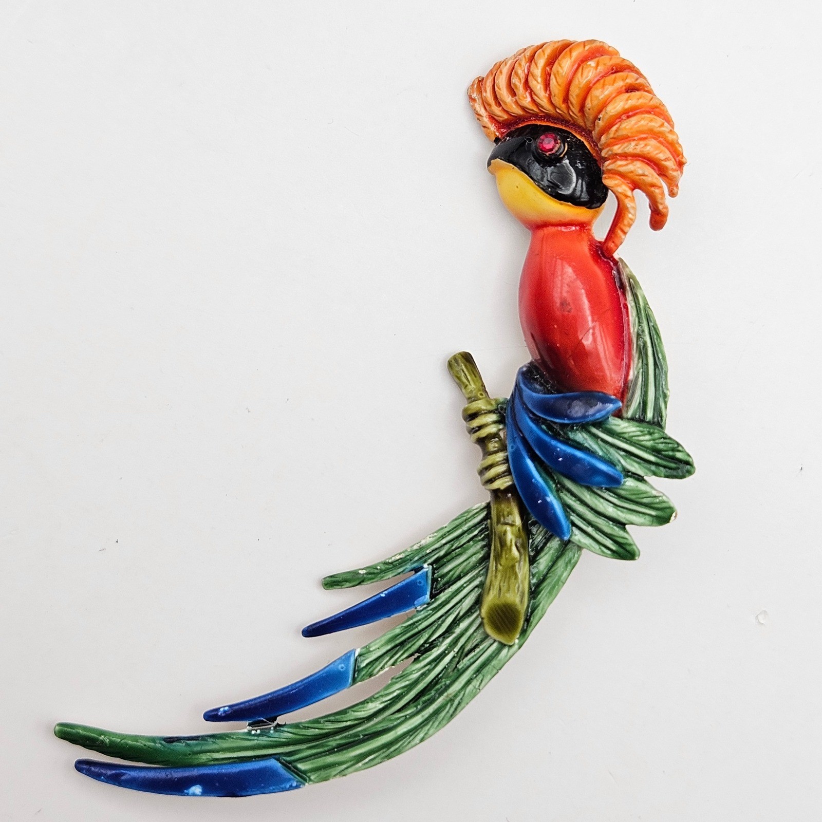 Vintage HAR Bird of Paradise Brooch Enamel Tropical Figural Pin Gold Tone MCM