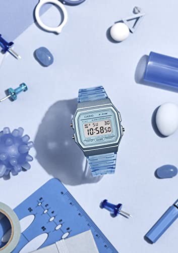 CASIO F-91WS-2JH Digital Watch Clear Blue Retro Alarm Quartz Japan New