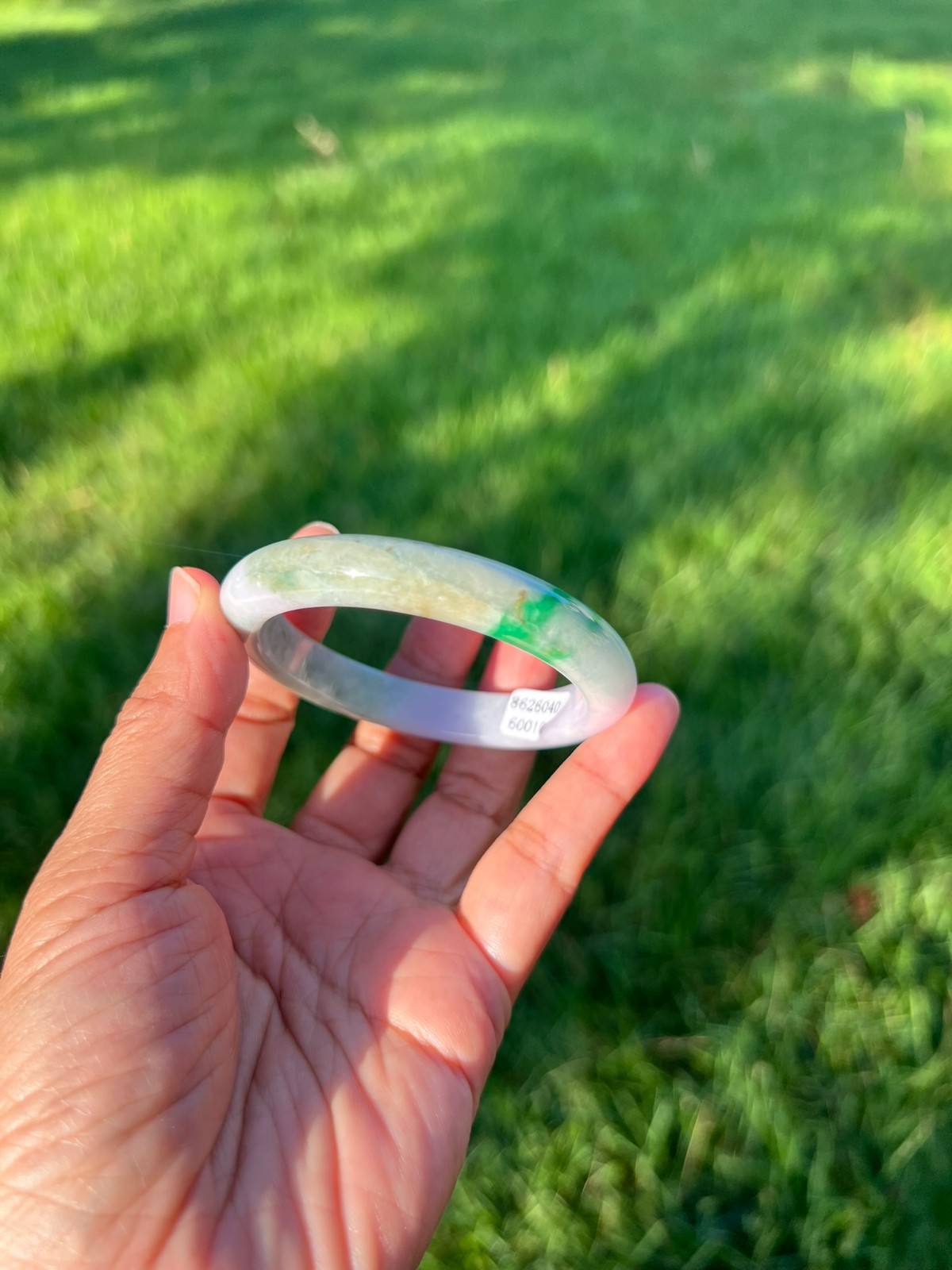 Lavender Green 100% Natural Grade A Jadeite Jade Bangle Bracelet 54mm H173