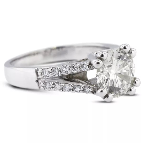 Side Stone Engagement Ring Solid 14K Gold 2.53 CT Round Lab-Grown Diamond J SI2