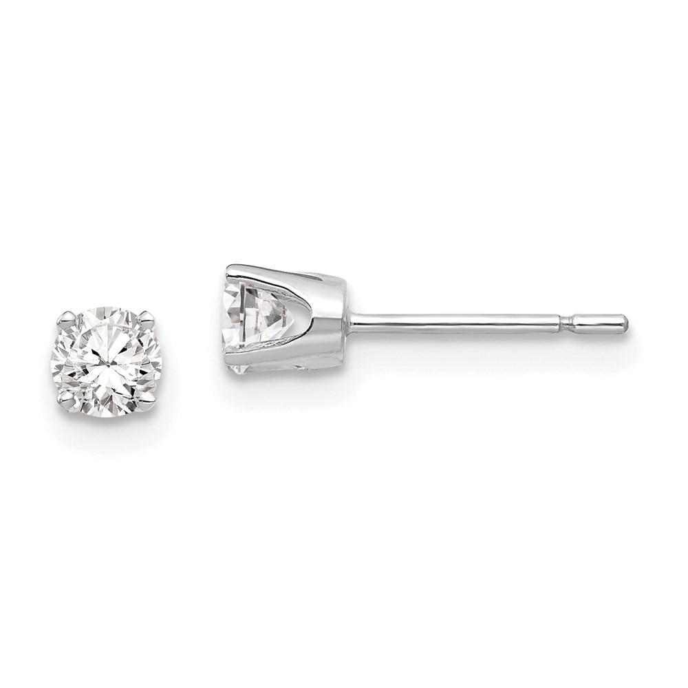 Jewelry Women’s Earrings 14k White Gold CZ Post and Push Back Stud, 3.75 mm