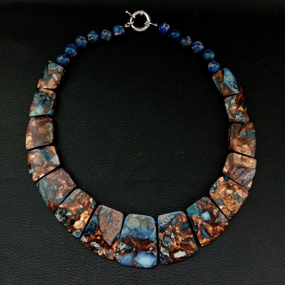 19”  Mixed Color Sea Sediment Imperial Jasper Graduated Necklace