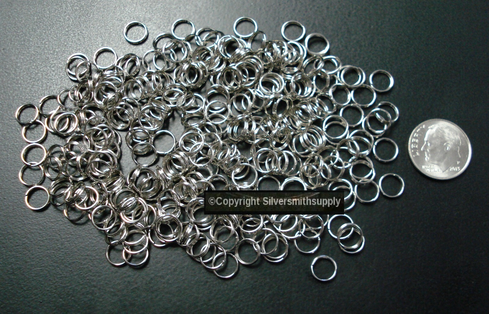 Split rings 7mm Wt Gold pl steel 300pc bails jewelry clasp attach charms FPJ090C