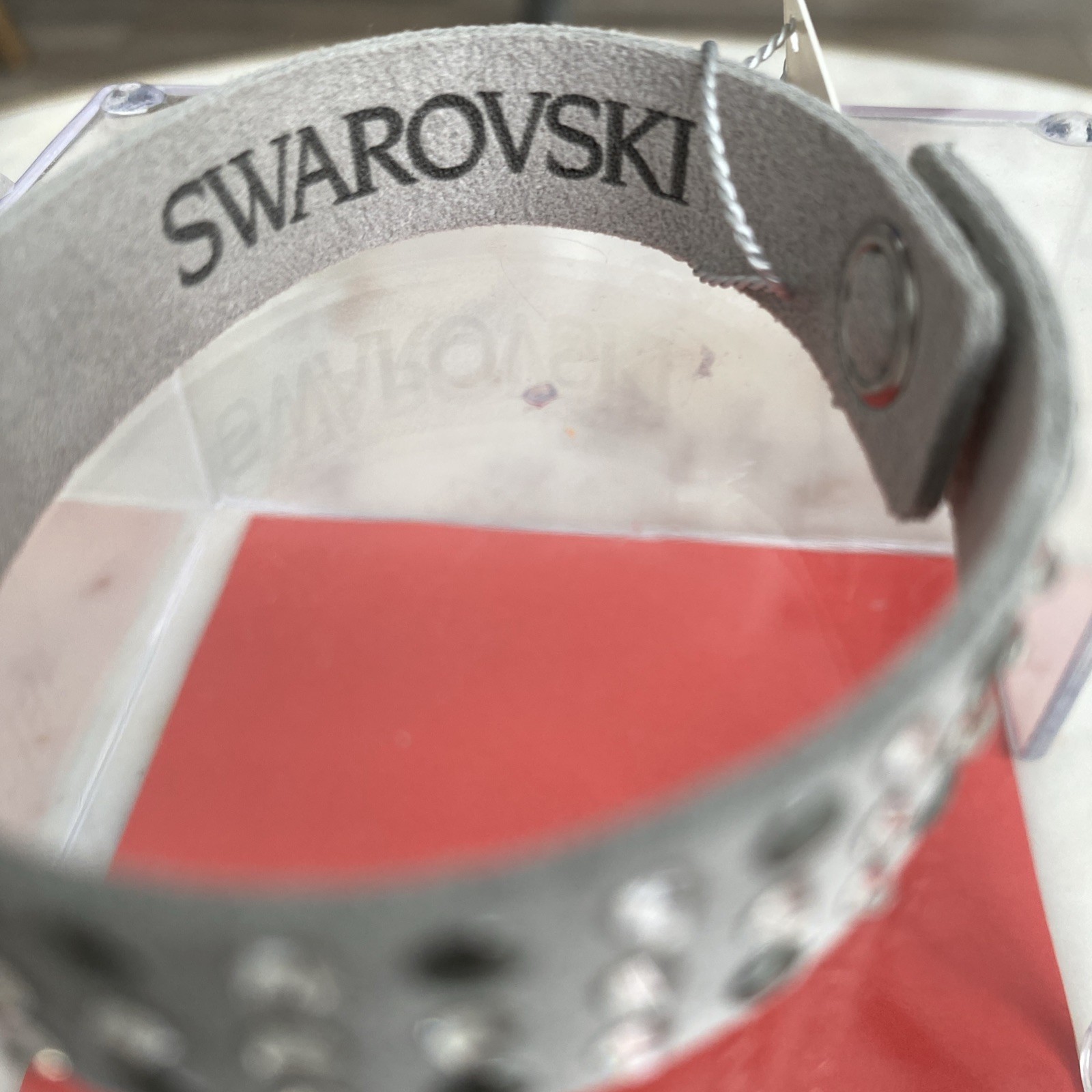 Grey suede-like wrap bracelet made with Swarovski Elements