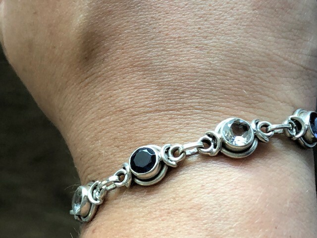 Iolite and White Topaz Sterling Bracelet