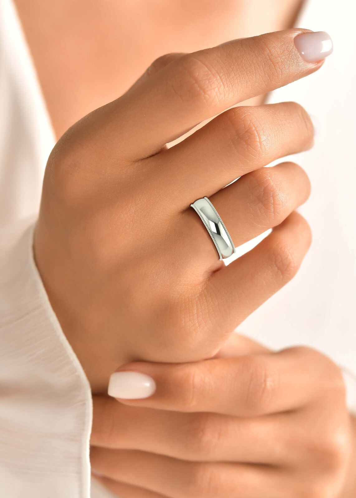 Solid 950 Platinum MILGRAIN EDGE Wedding Band Ring – Comfort Fit Polished New