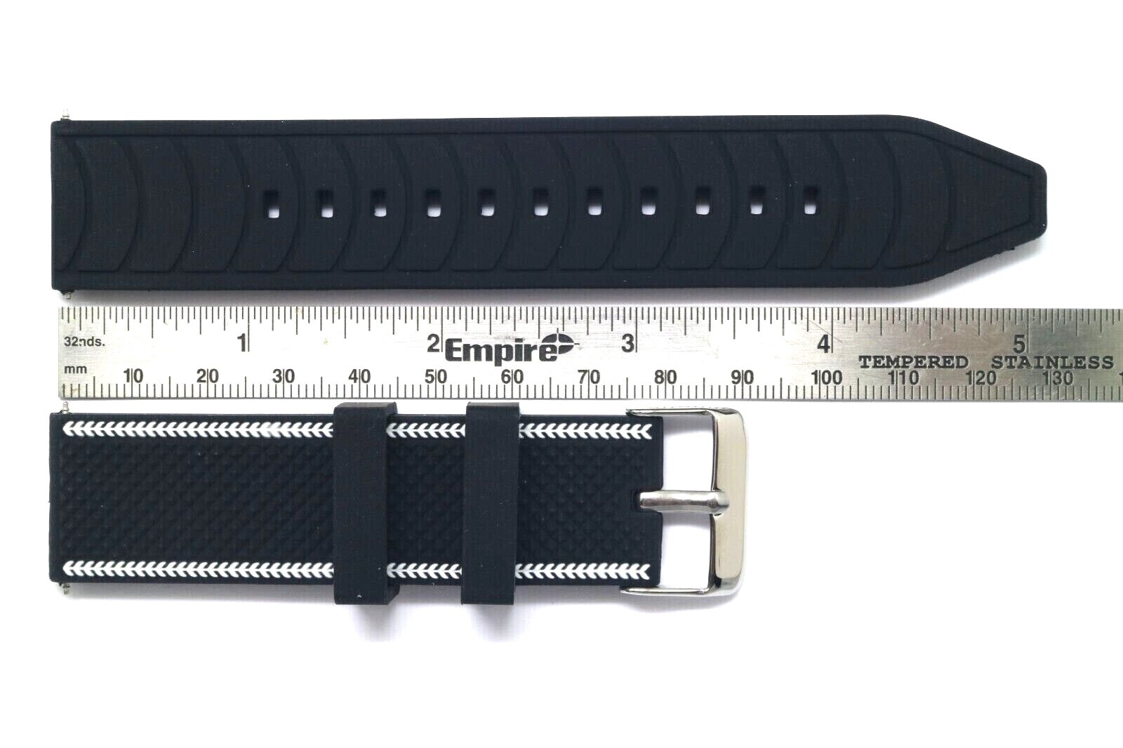 Set-2 22MM Black/Red, Black/White Rubber Replacement Men Watch Band Strap