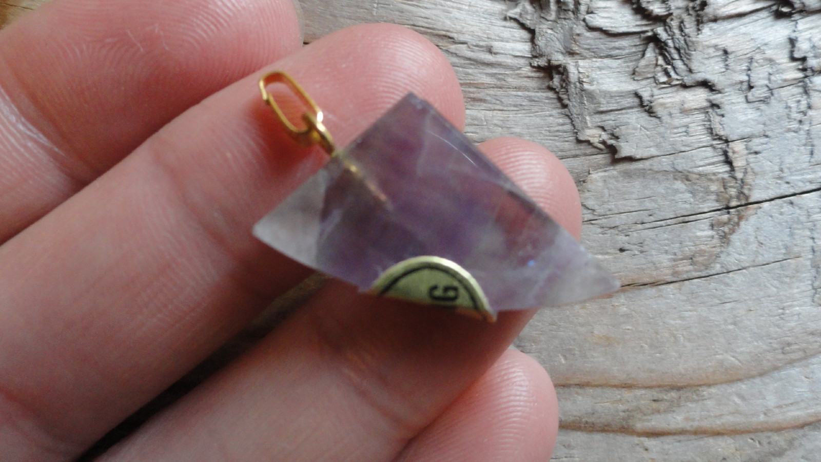 Fluorite Shape set (pkg 100) triangle stone pendant with GOLD loop size varies
