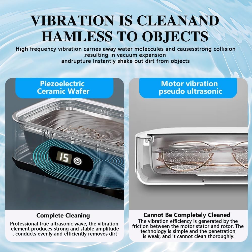 650ML Ultrasonic Cleaner with Timer Cleaning Machine Sonic Cleaner for Jewelry