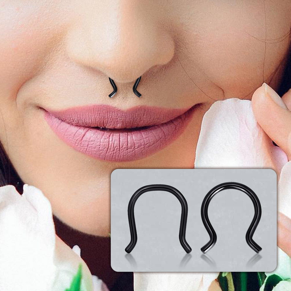 6-12PCS Horseshoe Nose Septum Lip Rings Nipple Tragus Cartilage Eyebrow Piercing