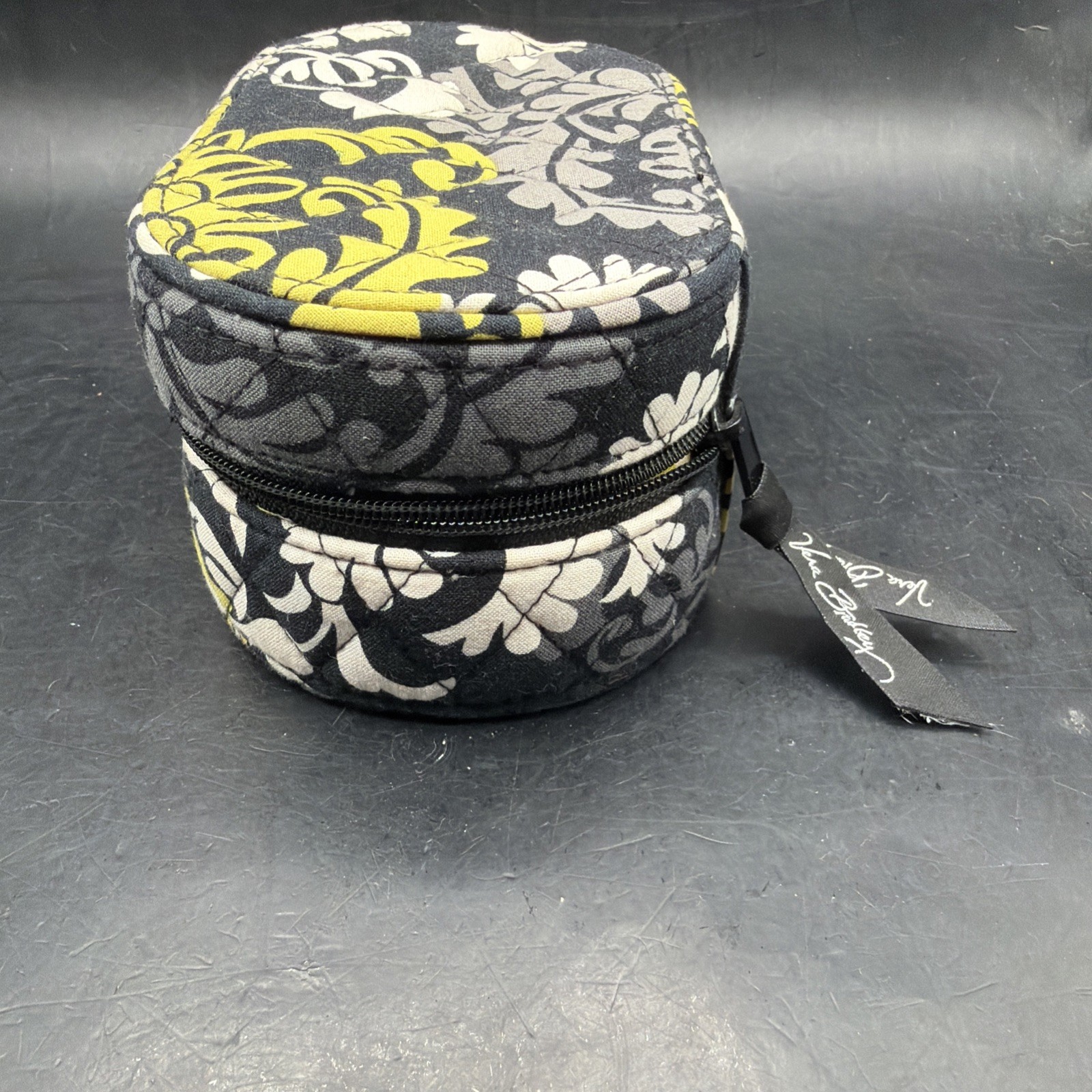 Vera Bradley Baroque Quilted Yellow Green Black And Gray Travel Jewelry Box