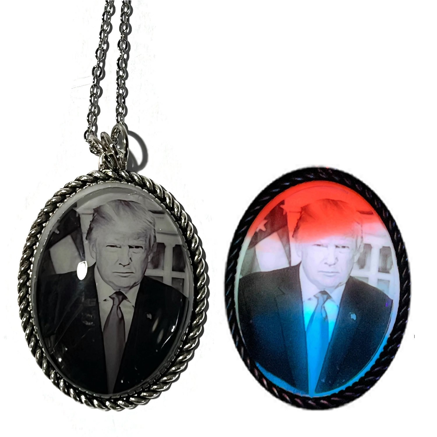Donald Trump or JD Vance or Elon Musk Glow in the Dark Pendant Necklace
