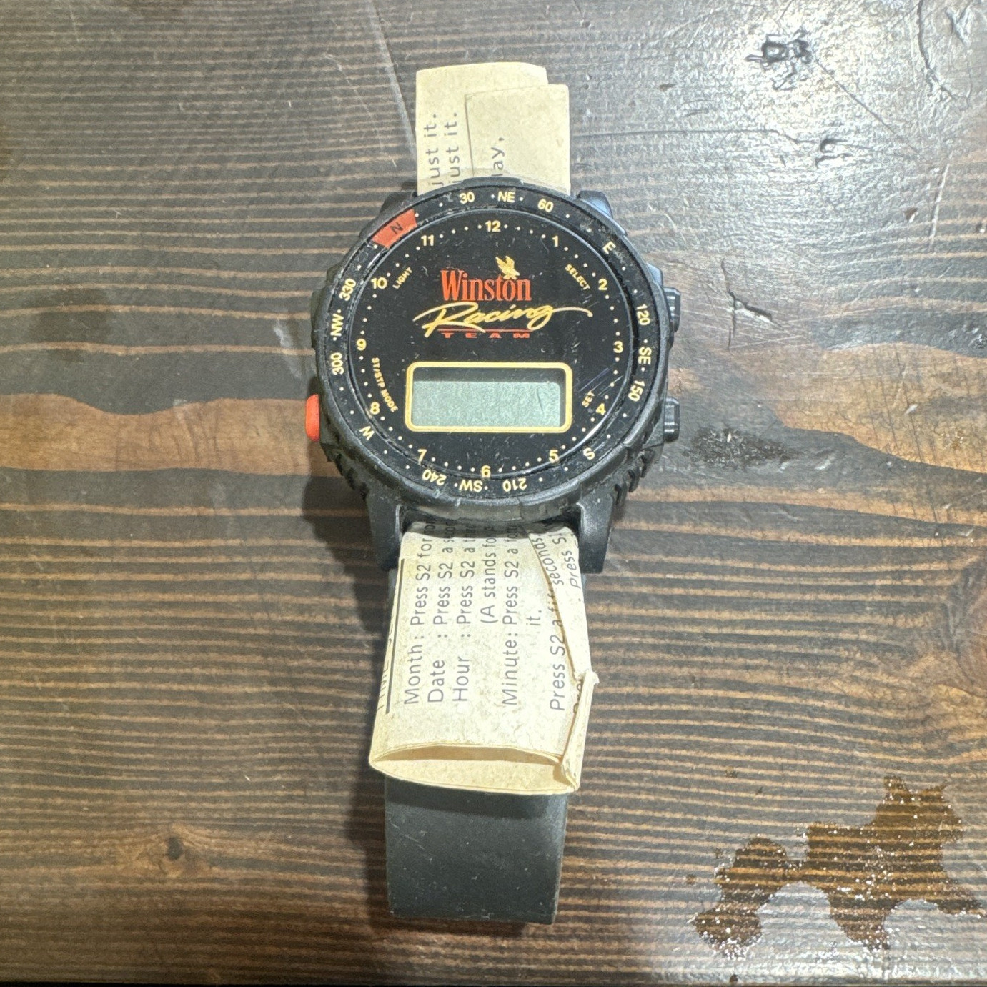 Winston Racing Quartz Analog-Digital Wristwatch Black Dial Rubber Strap