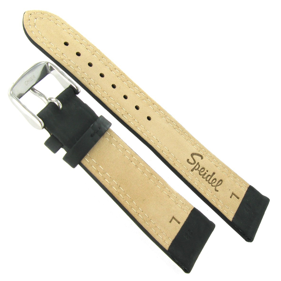 24mm Speidel Rubber Coated Calfskin Black Double White Stitch Watch Band 5080820