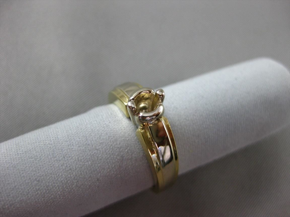 ESTATE 14KT TWO TONE GOLD 3D TENSION SOLITAIRE SEMI MOUNT ENGAGEMENT RING #24591