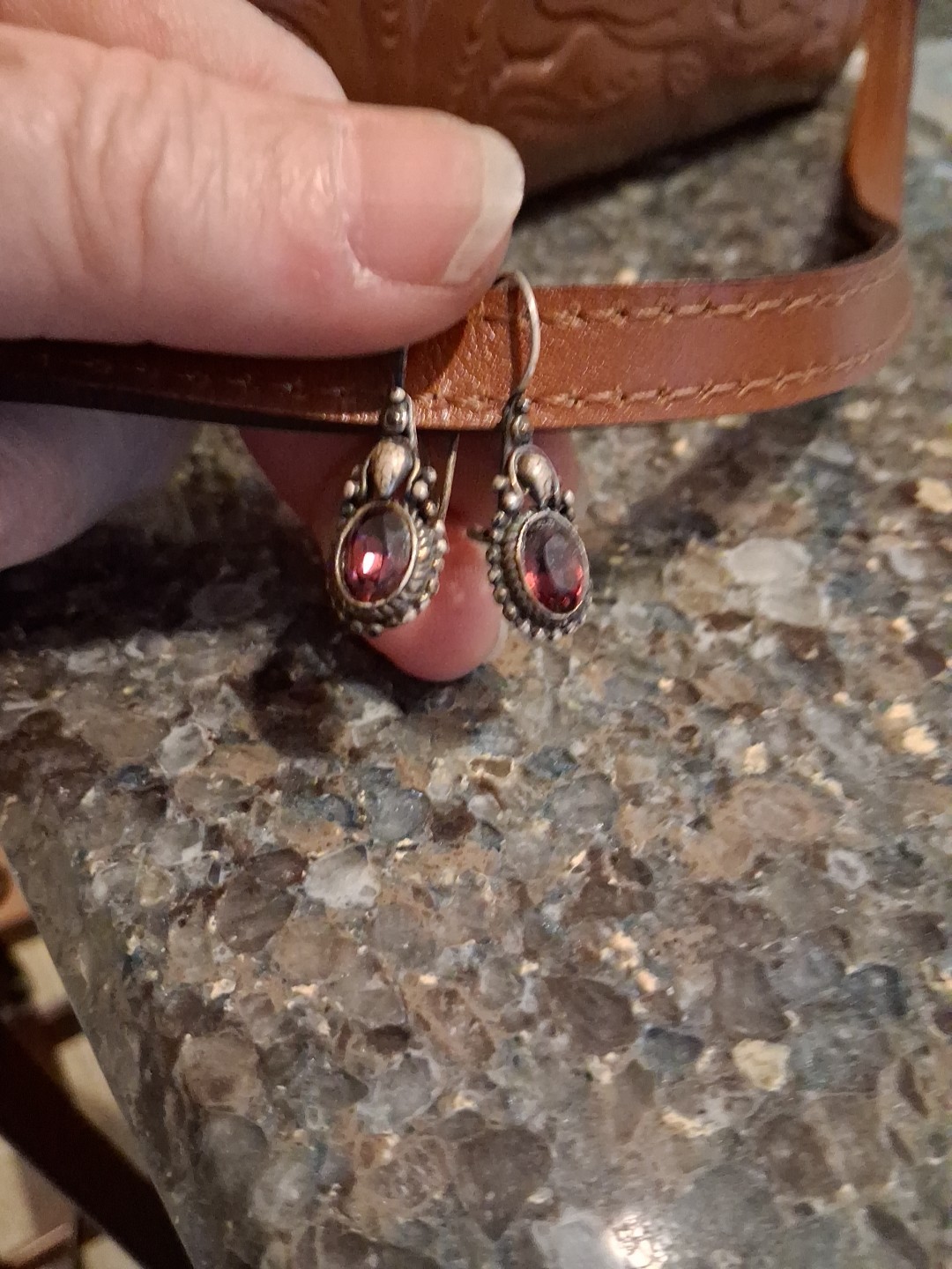 Vintage Sterling Silver Amythest Earrings 4.82g