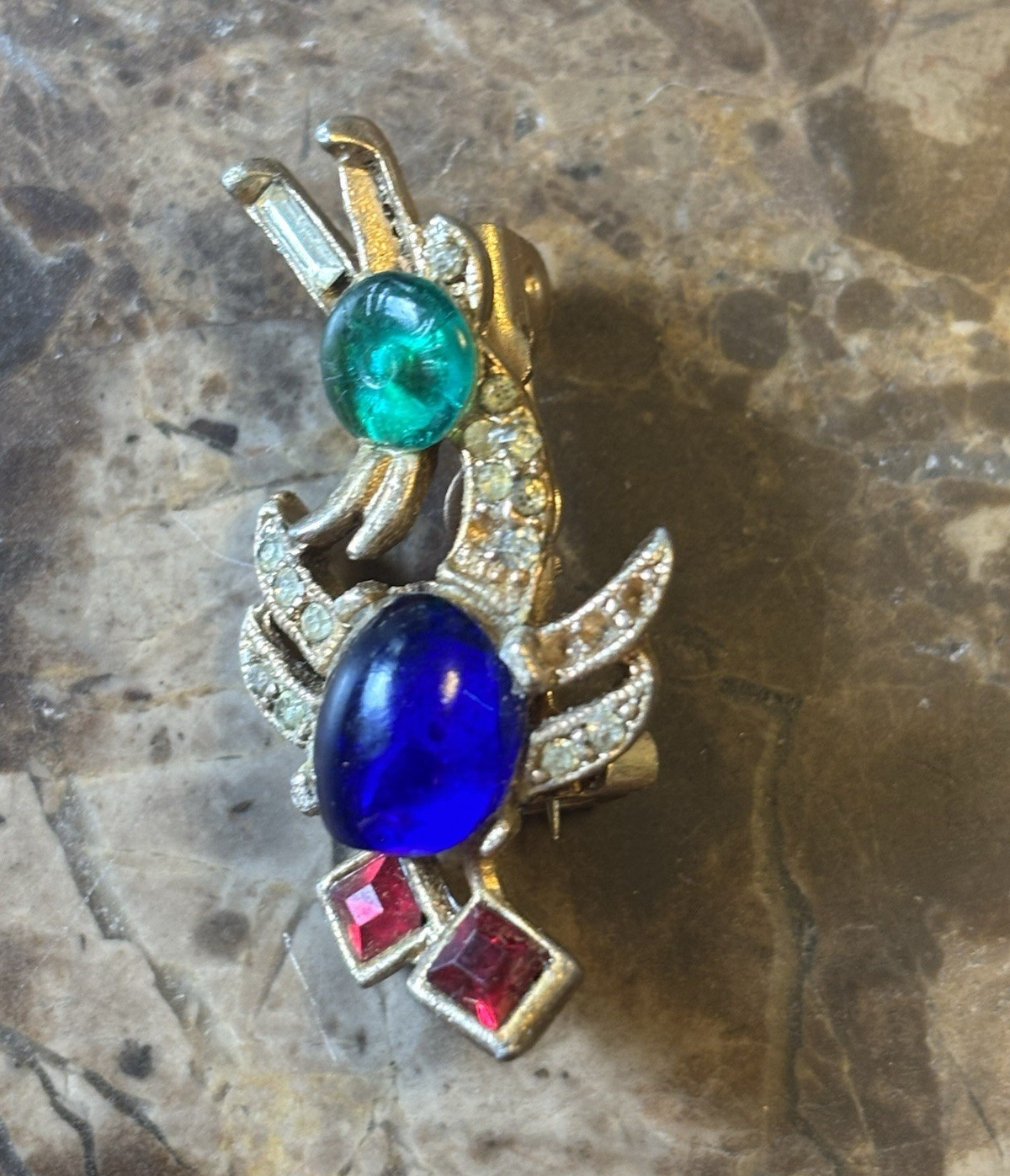 Alfred Philippe silver Tone Brooch Crown Trifari Duck Pin/ some diamonds missing