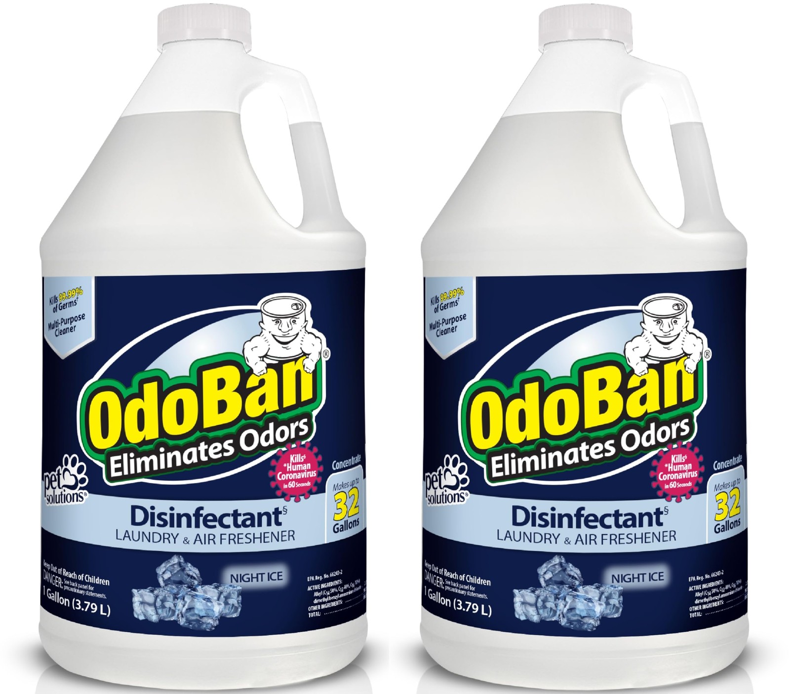OdoBan Disinfectant Concentrate and Odor 128 Fl Oz (Pack of 2), Clear