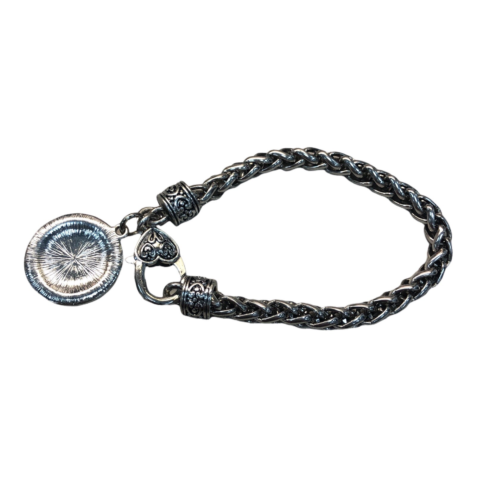 Bracelet Brave New Look Silver Plated Wheat Link Thick Charm Shiny Size 7.5″