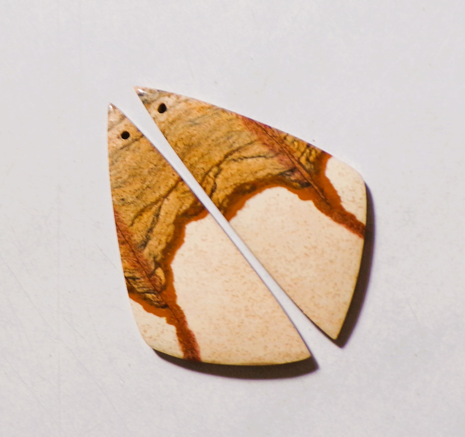 40.15 Cts Natural Picture Jasper Drilled Cabochon Match Pair Gemstone 45X18MM 20