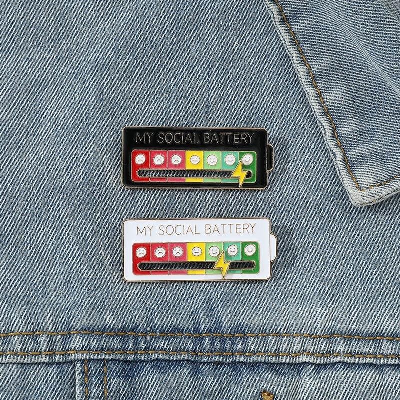 My Social Battery Pin Mood Expression Badge Funny Alloy Brooch For Clothes Gift