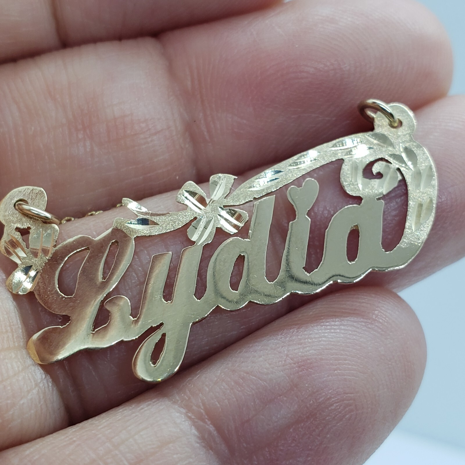 14K Solid Yellow Gold Personalized/Custom Name Pendant with/out Singapore chain